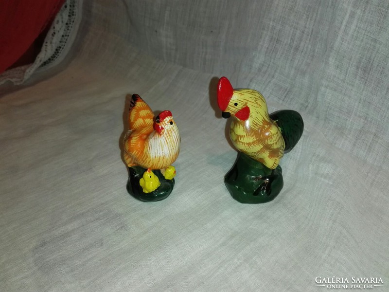 Hand painted ceramic rooster and hen
