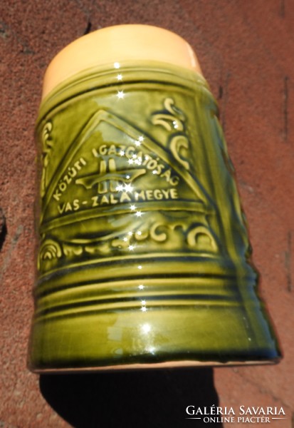 Vas - zala county road directorate vintage embossed scene glazed ceramic beer mug