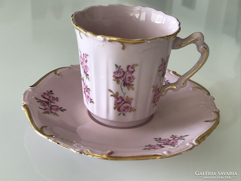 Pink hand painted porcelain cup with 14 carat gilding