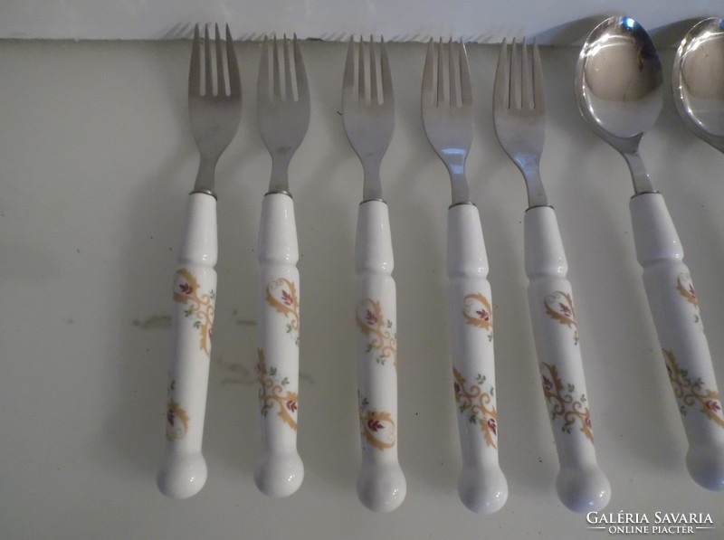 Cutlery - 18 pieces - porcelain handle !!! - Marked - inox - exclusive - flawless