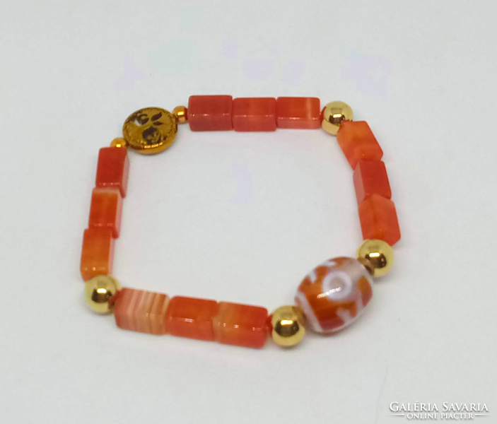 Dzi agate bracelet, 10 * 6 mm column made of beads