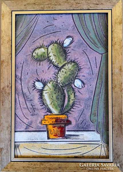 Ismeretlen alkotó – Kaktusz Show című tűzzománca – 202.