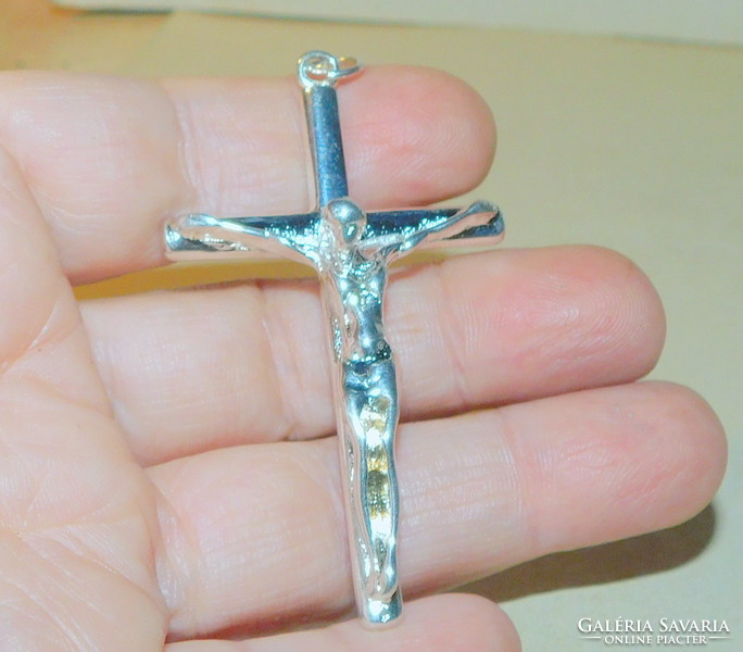 Giant corpus cross with white gold gold filled pendant