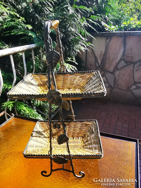 Metal tiered cane fruit basket