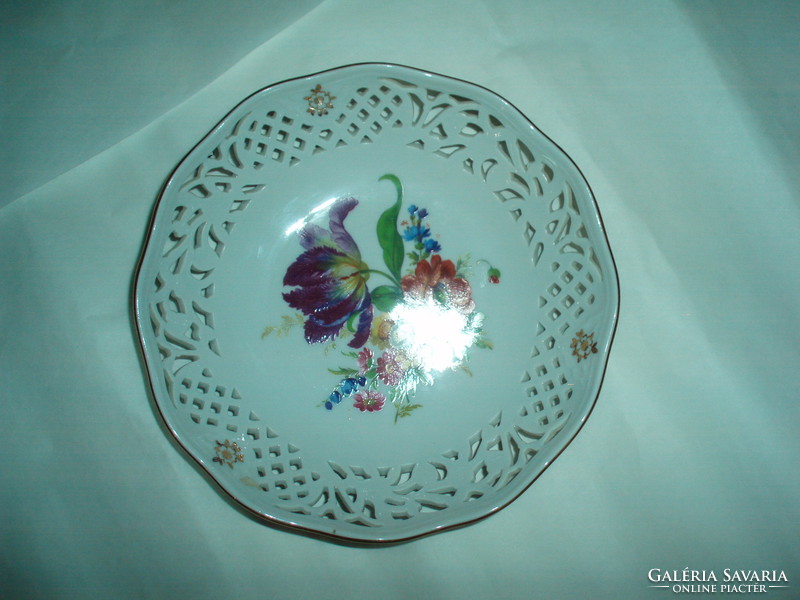 Vintage openwork hand-painted small porcelain serving bowl