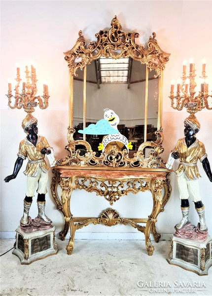 A408 beautiful Italian gilded baroque console table with mirror