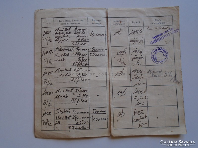 Av836.7 Dorog -dorog savings bank expiration book - 1925 10,000,000 pengő potter -esztergom