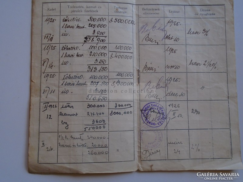 AV836.7 Dorog -Dorogi Takarékpénztár  Lejárati Könyv  - 1925 10 000 000 pengő  Fazekas -Esztergom