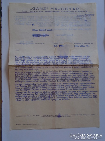 Av837.2 Ganz shipyard budapest 1950 is signed by CEO géza géza to bee lászló