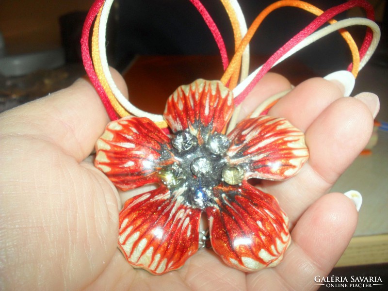 Dreamy! Fire flower smoky quartz stony craftsman vintage necklace.- Unique piece