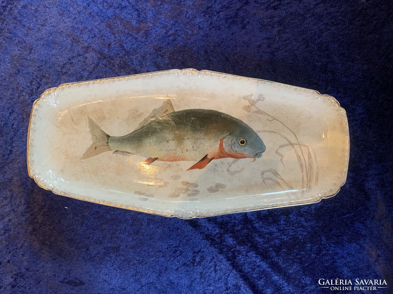 Óriás  antik  Carsbad porcelán  halas tál
