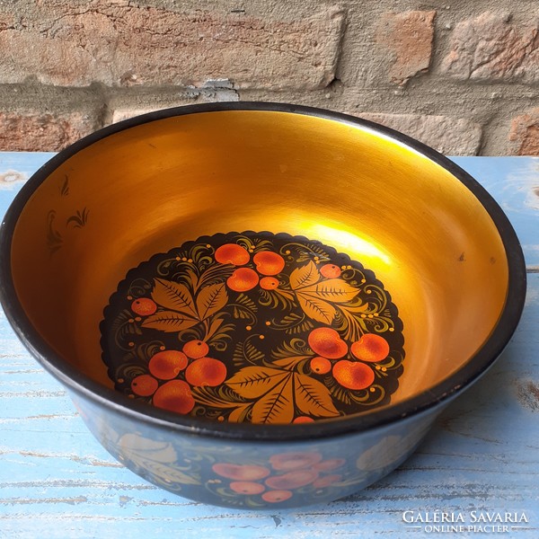 Russian, hand-painted khokhloma bowl from the 70s