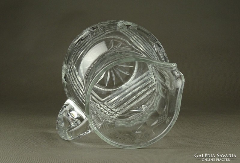 1G071 Antik csiszolt üveg asztali borkínáló kancsó 20.5 cm