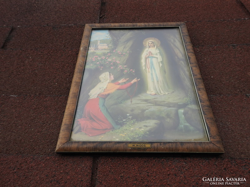 Antik Szűz Mária jelenés nyomat M. MOOS