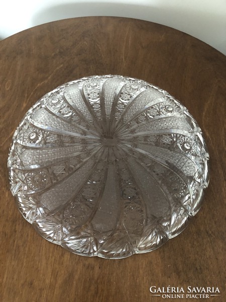 Ólomkristály süteményes készlet, tál 28,5 cm és 6 db kistányér 15 cm