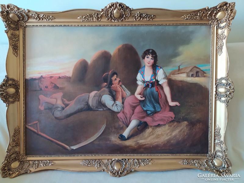 Antique large size flawless oil, canvas painting in a beautiful frame 100x70 cm