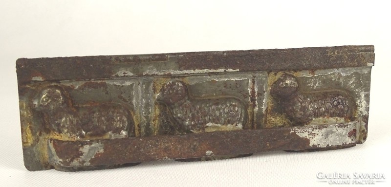1G083 Antik Obermann bárány alakú karácsonyi csokiöntő forma egész 3 darabos cukrászati eszköz