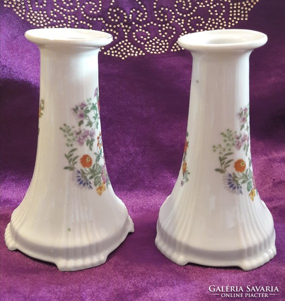 Pair of bird porcelain candlesticks