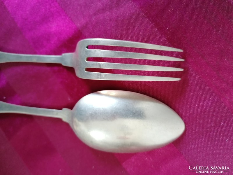 Antique spoon and fork in pairs