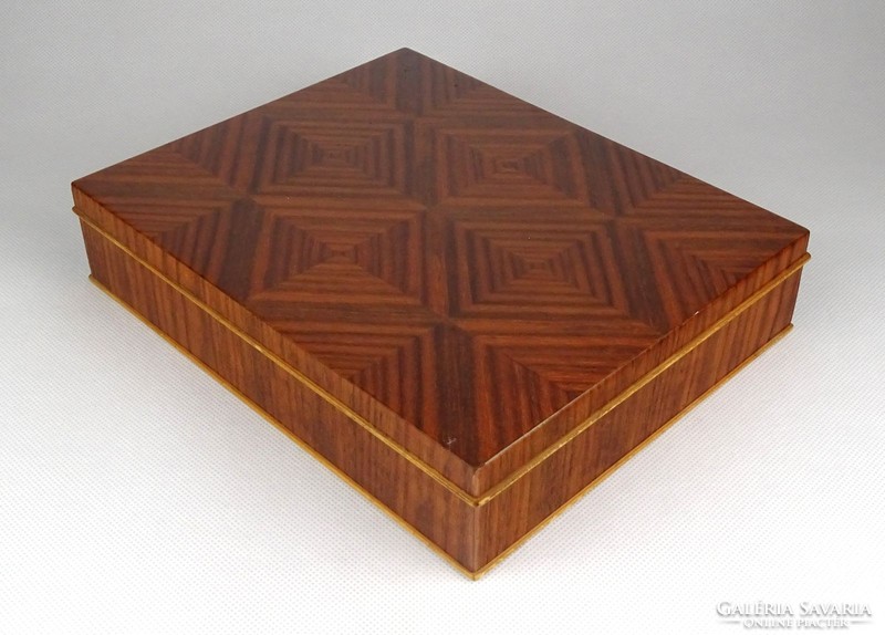 1G169 old polished wooden box card box 17 x 21 cm