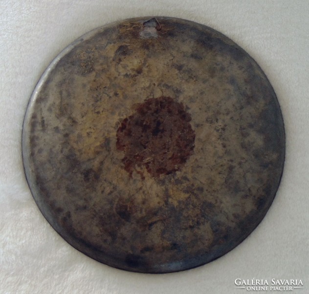 Antique, birdy large copper chiselled wall bowl