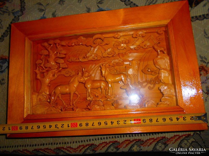 Especially beautiful - 31 cm x 21 cm carved picture - in a box