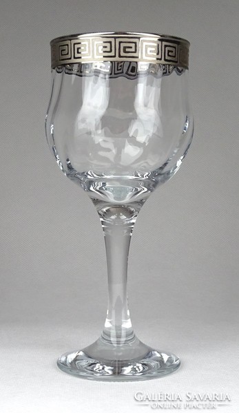 1G191 Díszes ezüst frízes talpas üveg pohár készlet 16.5 cm