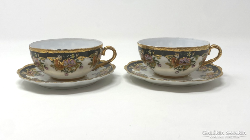 Pair of beautiful, richly decorated and gilded porcelain cups - cz