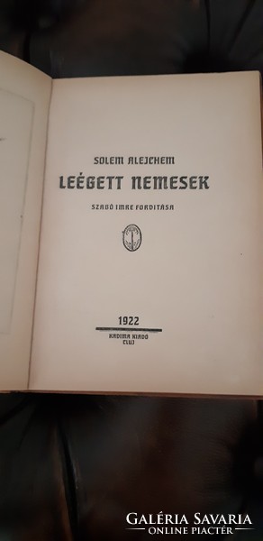 Solem Alejchem - Leégett nemesek 1922 Judaika