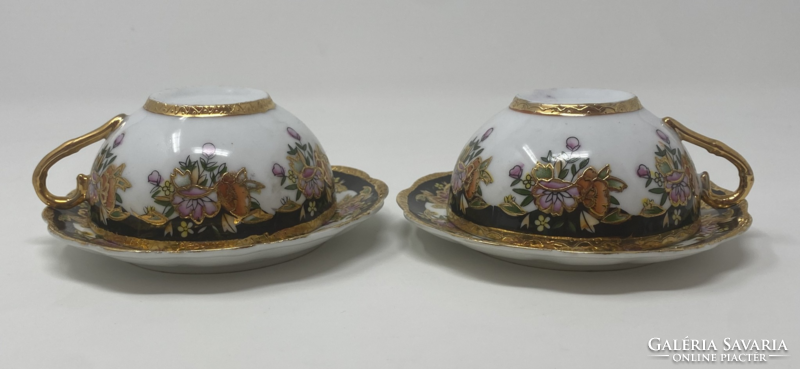 Pair of beautiful, richly decorated and gilded porcelain cups - cz