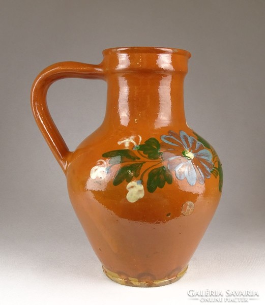 1G211 brown glazed painted flower pattern tile pitcher pitcher 23 cm