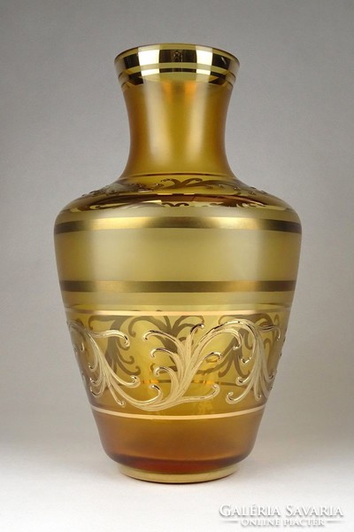 1G192 large gilded amber glass vase 25 cm