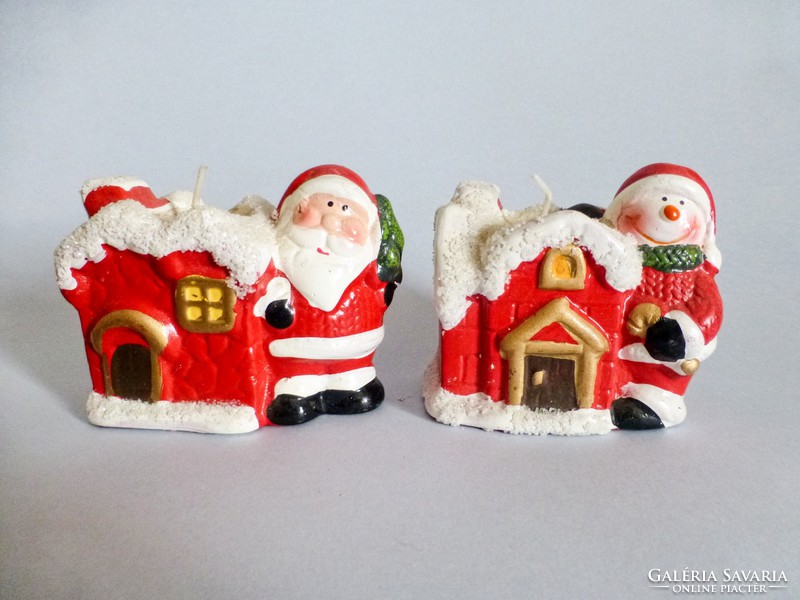 Retro, vintage, Christmas ceramic candlesticks with Santa Claus and snowman