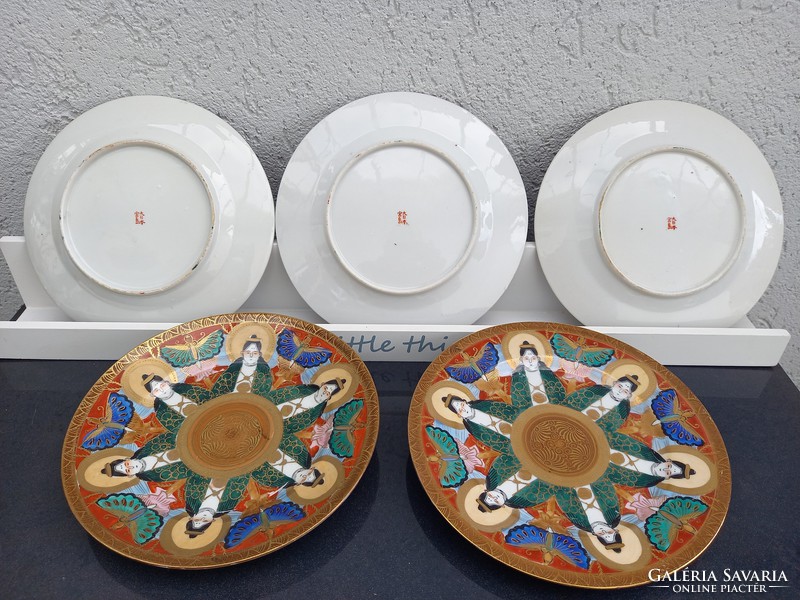 Japán tányér szett-Kézzel festett jelzett-antik C1940