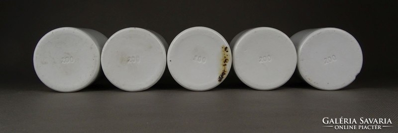 1G232 Régi porcelán patika tégely 5 darab