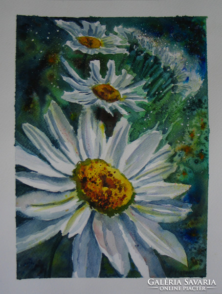 Moona - daisies original watercolor / original aquarell