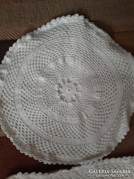 Old crochet white pillowcase with beautiful pattern - 5 pcs