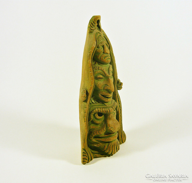 Native American Indians 20 cm signed hand-carved wooden statue, flawless! (F008)