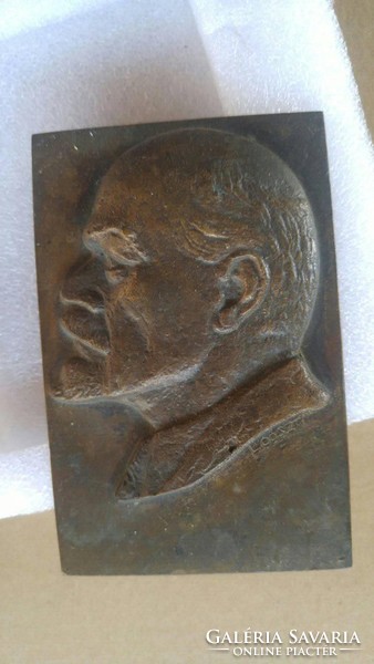 Original! Antique marked lenin bronze plaque rarity collection