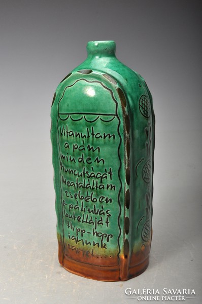 Bottle from Hódmezővásárhely, hmv, with poem.