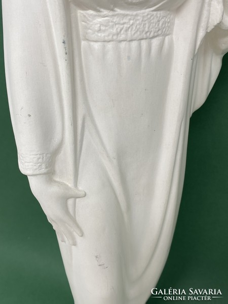 Kelemen Kristóf szobrászművész álló nőt ábrázoló nagyméretű biszkvit porcelán szobra - CZ
