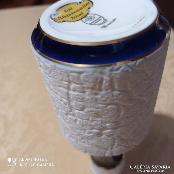 Különleges C.M. Hutschenreuther porcelán váza, kobalt 19 cm magas