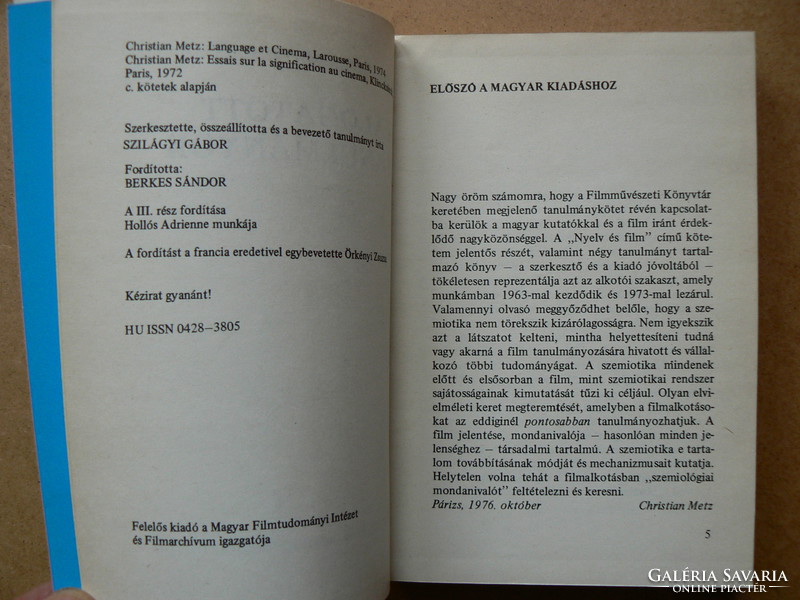 VÁLOGATOTT TANULMÁNYOK, CHRISTIAN METZ 1978, (PARIS 1974) KÖNYV JÓ ÁLLAPOTBAN (300 pld.) RITKA