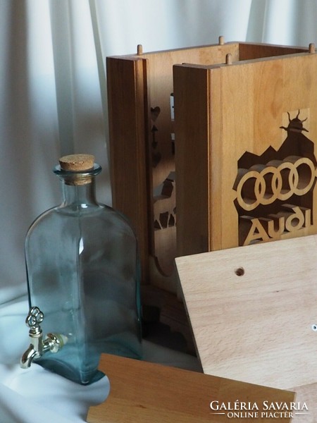 Audi brandy syrup tap hunter deer glass wood carving sports car form1 german car race party