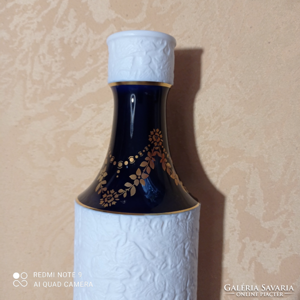 Különleges C.M. Hutschenreuther porcelán váza, kobalt 19 cm magas