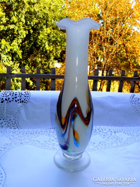 Kézműves  többszínű üvegből váza