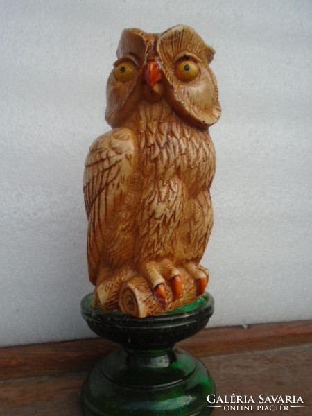 A lifelike serious owl with a bone or bone effect
