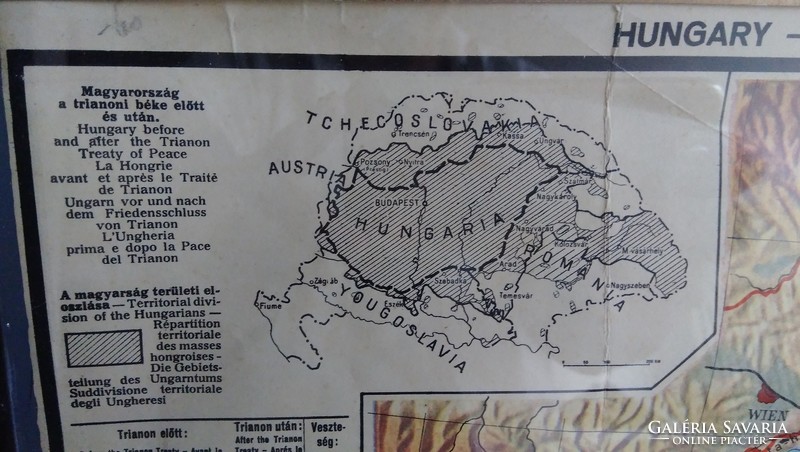 A Magyar Külügyi Társaság 1930 -ban kiadott térképe Magyarország a trianoni béke elött és után