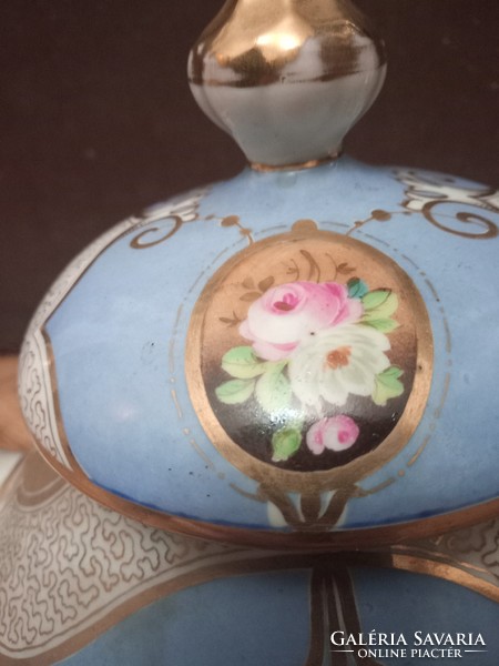 Meseszép aranyozású ritka türkiz nagyon szép állapotú bécsi teáskanna az 1800-as évek közepéről