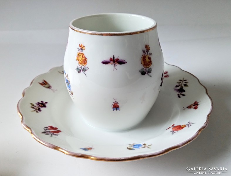 Fischer emil 1890 mustard or sauce bowl with butterflies and beetles